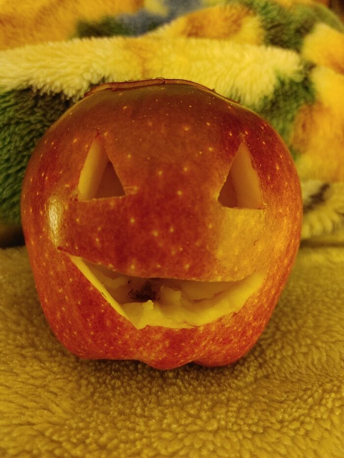 My Sweet Baboo Carved This Smiling Apple!