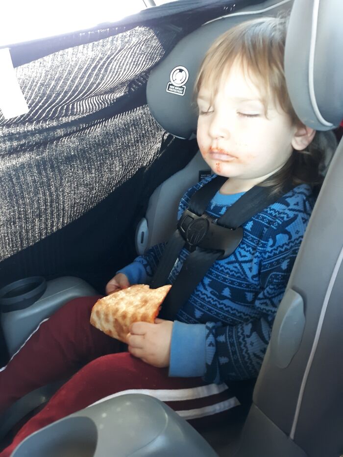 My Son Alseep With His Pizza Lol