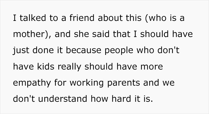 Childfree Woman Wonders If She’s A Jerk For Standing By Her Principles And Making Her Coworker Miss Her Kid's Soccer Game Childfree Woman Wonders If She’s A Jerk For Standing By Her Principles And Making Her Coworker Miss Her Kid's Soccer Game