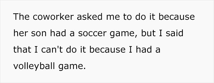 Childfree Woman Wonders If She’s A Jerk For Standing By Her Principles And Making Her Coworker Miss Her Kid's Soccer Game Childfree Woman Wonders If She’s A Jerk For Standing By Her Principles And Making Her Coworker Miss Her Kid's Soccer Game