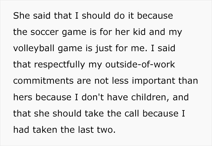 Childfree Woman Wonders If She’s A Jerk For Standing By Her Principles And Making Her Coworker Miss Her Kid's Soccer Game Childfree Woman Wonders If She’s A Jerk For Standing By Her Principles And Making Her Coworker Miss Her Kid's Soccer Game