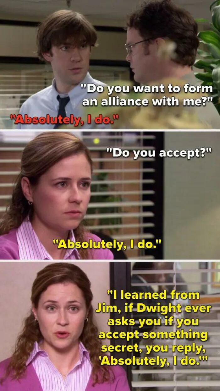 "Absolutely, I Do" Is Consistently The Right Way To Respond When Dwight Asks You To Do Something In Secret
