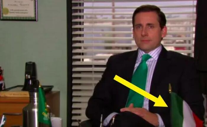 Michael Has An Italian Flag On His Desk For St. Patrick's Day