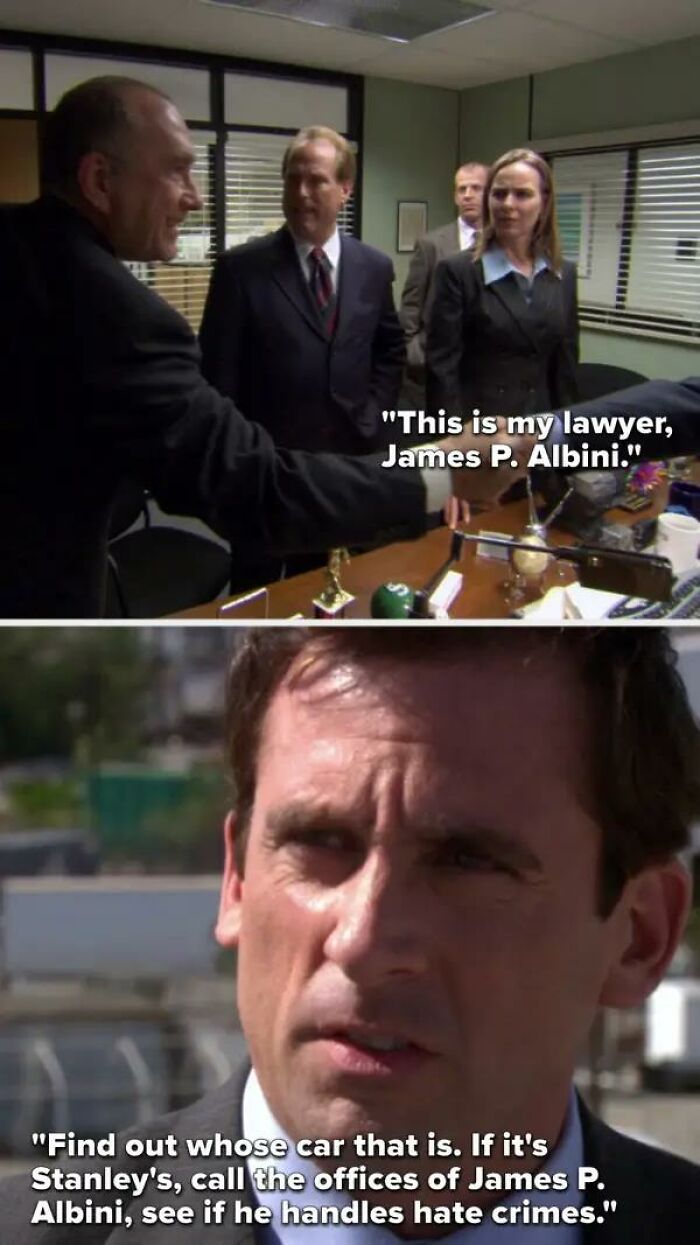 The Lawyer Michael Hires In Season 2 Is The Same Lawyer Michael Mentions When He And Dwight Throw A Watermelon Off The Roof And It Hits A Car In Season 3