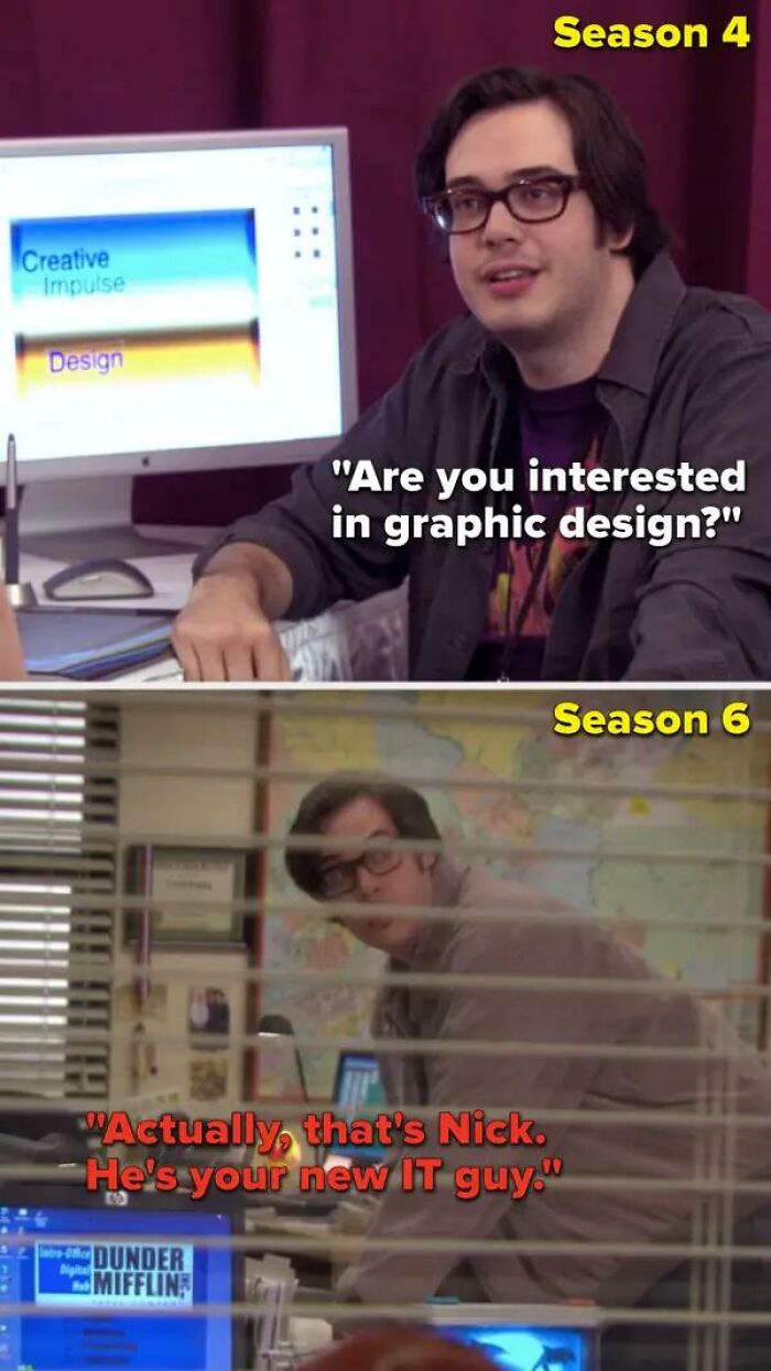 The Graphic Designer Pam Talks To At The Job Fair In Season 4 Is The Office It Person Later In The Show