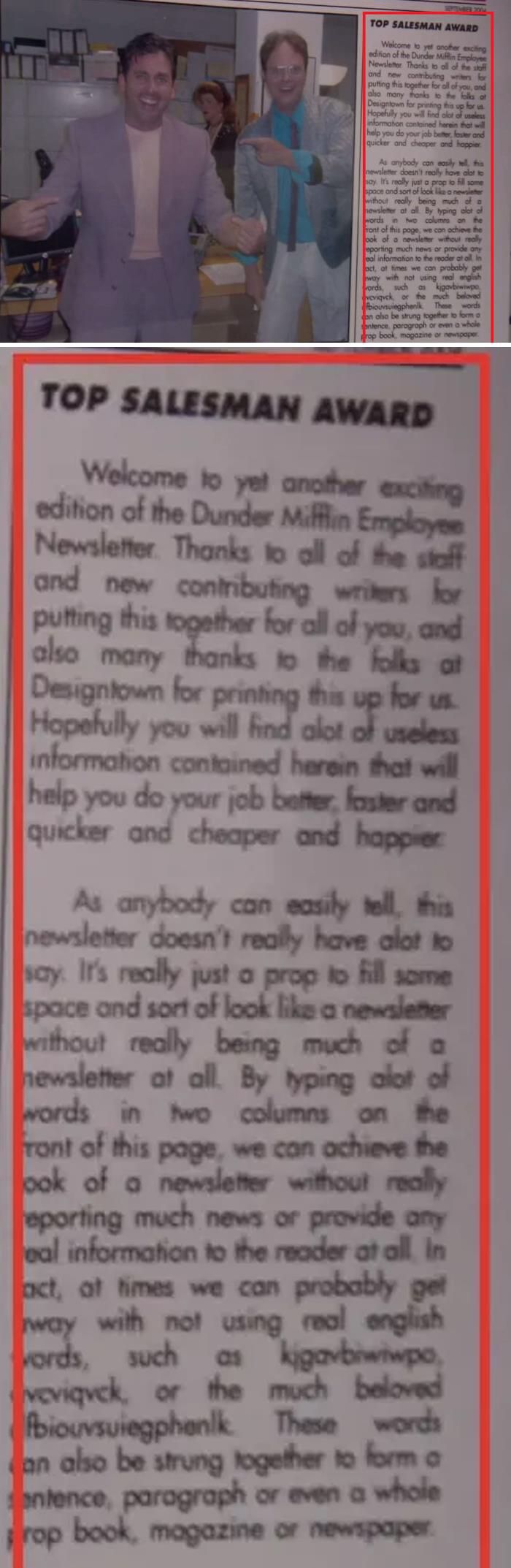 Michael Scott Top Salesman Award Dunder Mifflin Newsletter