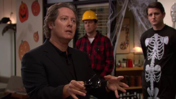 Gabe From The Office Is So Tall That His Skeleton Costume Is Two Skeletons Combined