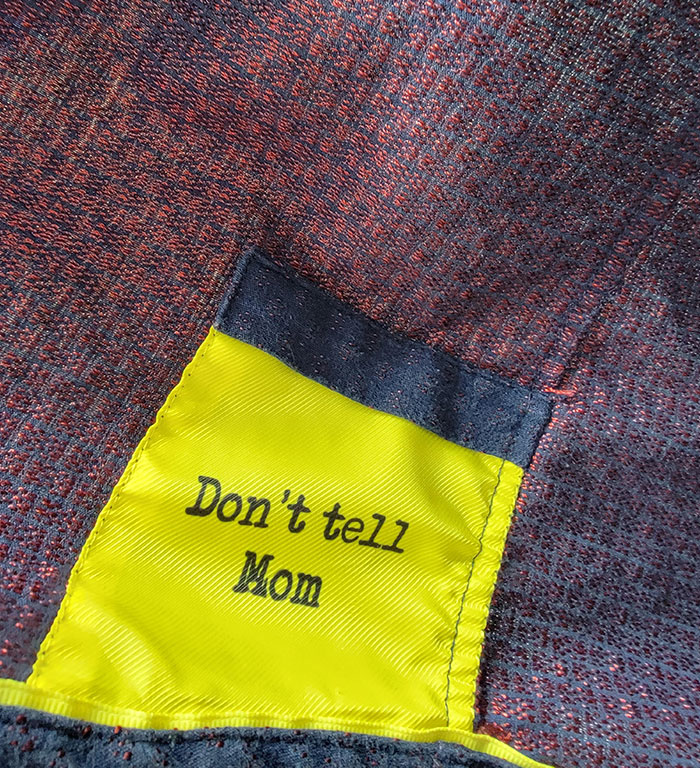 This Shirt I Bought Has A Hidden Pocket Sewn Into The Inside Of It With The Phrase "Don't Tell Mom"