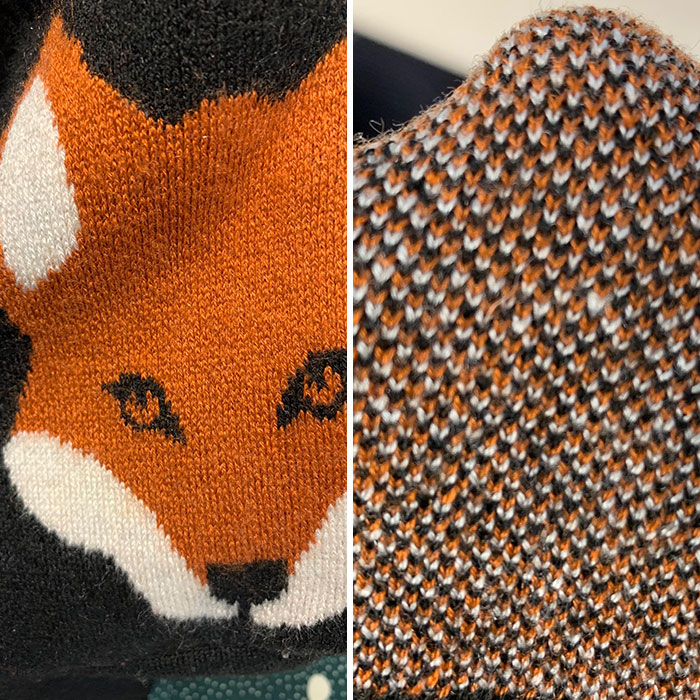 The Inside Of The Fox Pocket On My Sweater Is Made Up Of Several Smaller Foxes