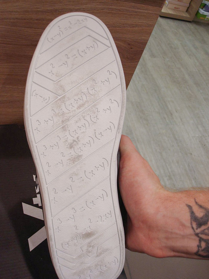 This Shoe Sole Has Math Equations Written Below It