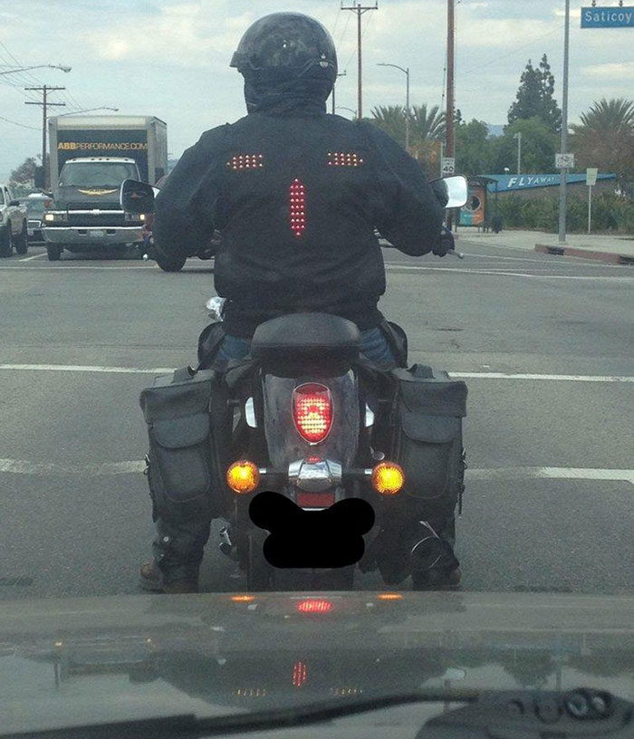 This Bikers Jacket Has Signal And Brake Lights