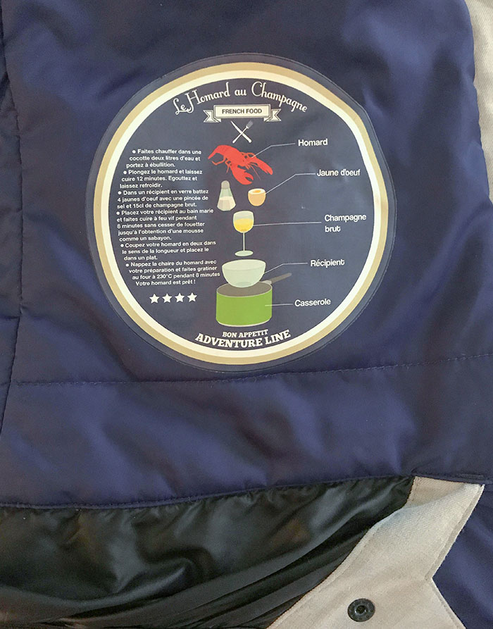 The Inside Of My Ski Jacket Tells You How To Cook Lobster, In French