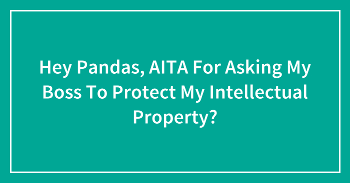 Hey Pandas, AITA For Asking My Boss To Protect My Intellectual Property? (Closed)