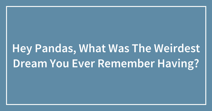 Hey Pandas, What Was The Weirdest Dream You Ever Remember Having?