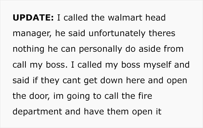 Employee Asks For Legal Advice After Having Restaurant Door Cut To Get Out Of Work After Boss Forbids Them To Call 911 Employee Asks For Legal Advice After Having Restaurant Door Cut To Get Out Of Work After Boss Forbids Them To Call 911