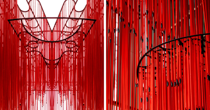 “Memory Veil”: 10,000 Strands Of Red String Beads Art Installation (20 Pics)