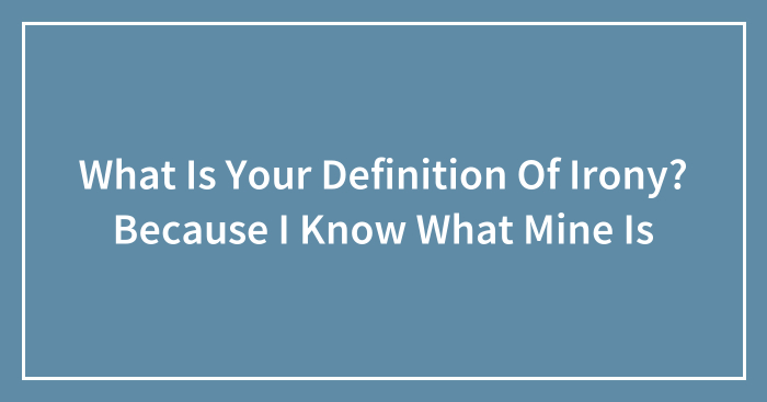 What Is Your Definition Of Irony? Because I Know What Mine Is