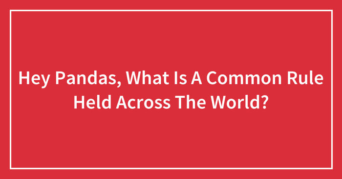 Hey Pandas, What Is A Common Rule Held Across The World? (Closed)