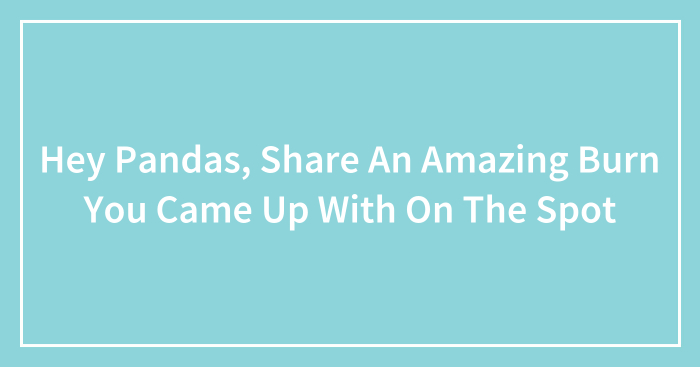 Hey Pandas, Share An Amazing Burn You Came Up With On The Spot