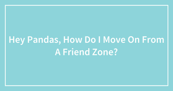 Hey Pandas, How Do I Move On From A Friend Zone? (Closed)