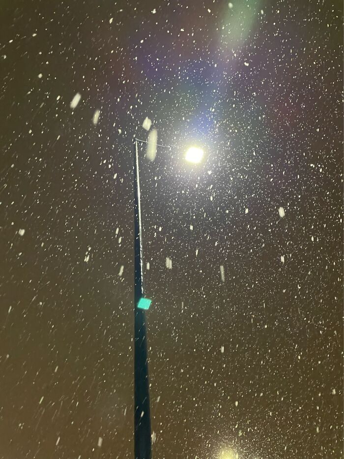 Street Light During Snowfall. Winter In Norway