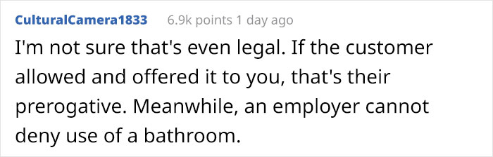 Fire an employee for using a customer's toilet