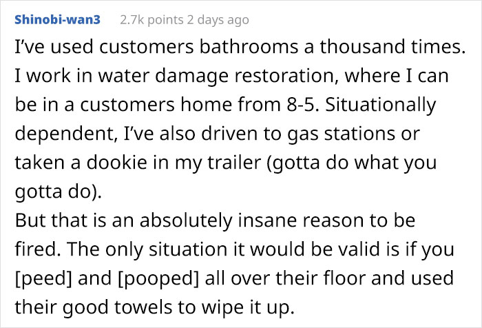Insurance Agent Gets Fired For Using A Client's Restroom, Takes Revenge By Informing Them About The Situation So They Cancel Their Policy Insurance Agent Gets Fired For Using A Client's Restroom, Takes Revenge By Informing Them About The Situation So They Cancel Their Policy