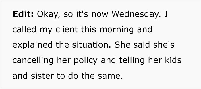 Insurance Agent Gets Fired For Using A Client's Restroom, Takes Revenge By Informing Them About The Situation So They Cancel Their Policy Insurance Agent Gets Fired For Using A Client's Restroom, Takes Revenge By Informing Them About The Situation So They Cancel Their Policy