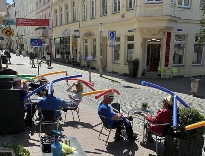 This Cafe In Germany Provides Its Guests With Social Distancing Pool Noodle Heads