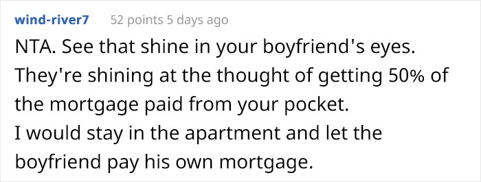 Guy Is Shocked At How Much His Girlfriend Earns, Wants Her To Pay Half Of His Mortgage After Moving In Guy Is Shocked At How Much His Girlfriend Earns, Wants Her To Pay Half Of His Mortgage After Moving In