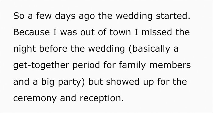 A man asks if it's wrong to leave his sister's wedding after asking him to look after a child that makes her miss the whole wedding.