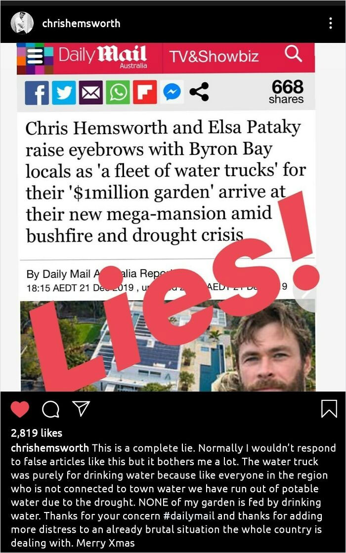 Chris Hemsworth Calls Out The Daily Mail