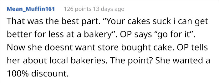 A hobbyist baker put a high price on the cake to avoid making too many cakes.  Families call them idiots.