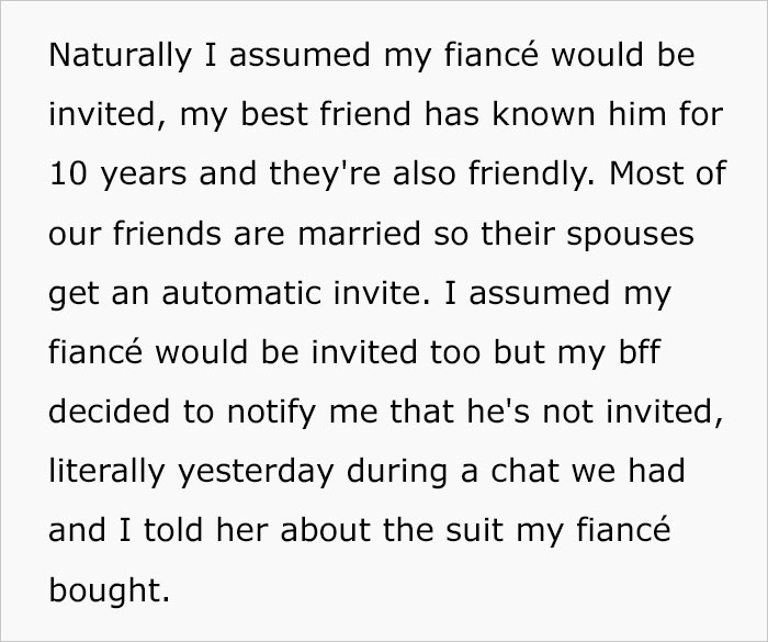Woman Gets Labeled A Jerk For Refusing To Attend Friend’s Wedding After Her Fiance Is Not Invited