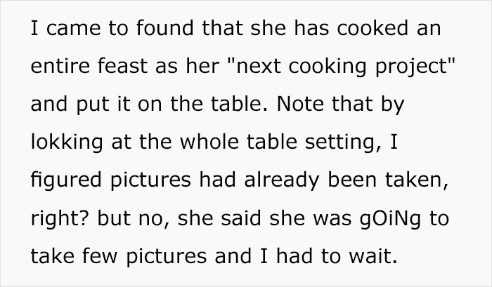 Petty Husband Annoyed That His Wife Always Takes Photos Of The Food She Makes, Ruins It To Prove A Point Petty Husband Annoyed That His Wife Always Takes Photos Of The Food She Makes, Ruins It To Prove A Point