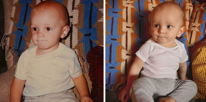 Me And My Son Both At 9 Months. 35 Years Apart