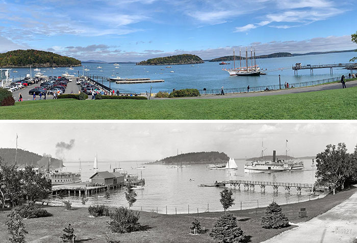 I Took A Panorama Of Bar Harbor, Maine In 2019. Yesterday I Found A 1901 Panorama Taken From The Same Spot