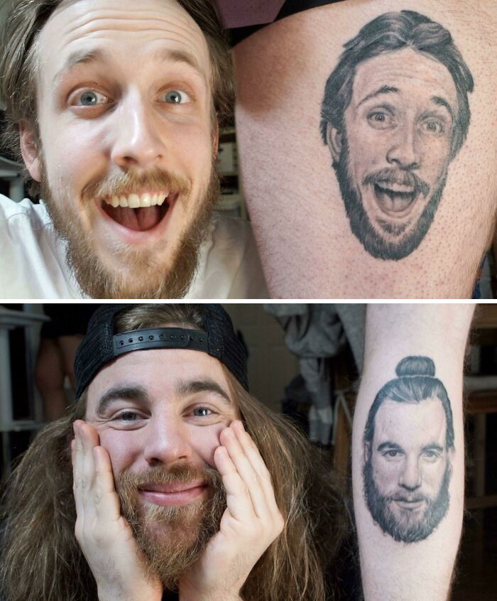 A Complete Stranger And I Got Tattoos Of Each Other's Face
