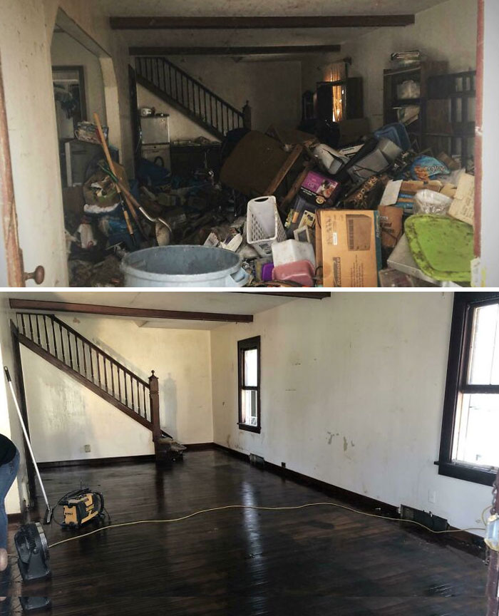 Before And After Of A Hoarder's House We Cleaned Out. Ready To Renovate