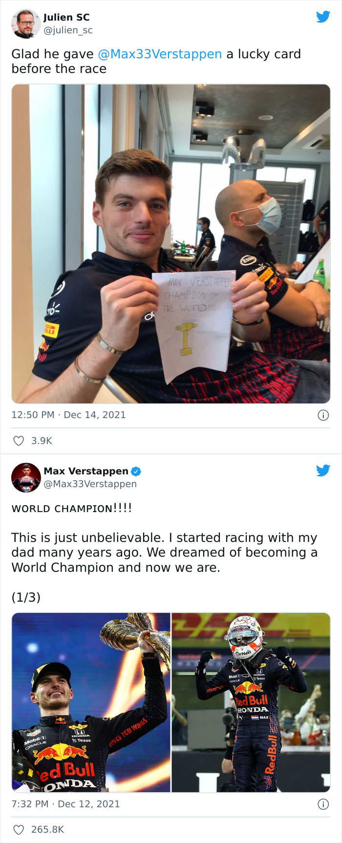 The Son Of Kimi's Engineer (Julien Simon) Gave This Note To Max Before The Abu Dhabi Grand Prix