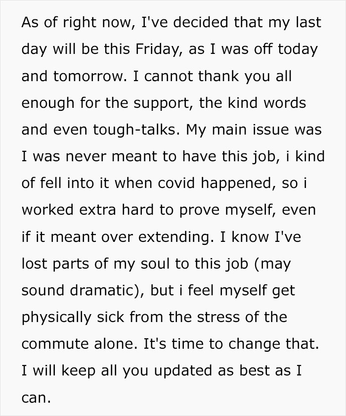 Employee Is Pushed Over The Line After Boss Berates Them For Being Late On Their Day Off Employee Is Pushed Over The Line After Boss Berates Them For Being Late On Their Day Off