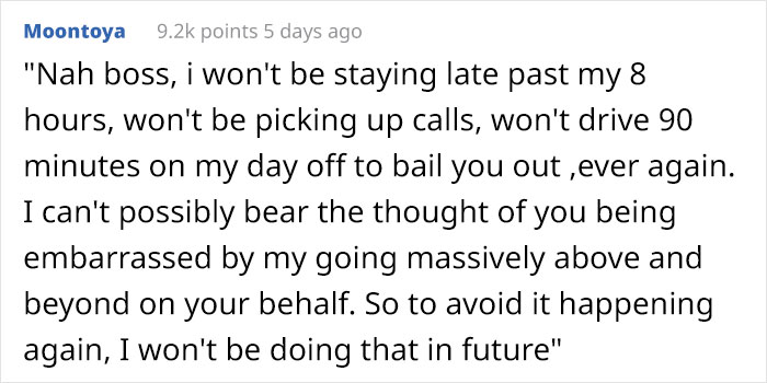 Employee Is Pushed Over The Line After Boss Berates Them For Being Late On Their Day Off Employee Is Pushed Over The Line After Boss Berates Them For Being Late On Their Day Off