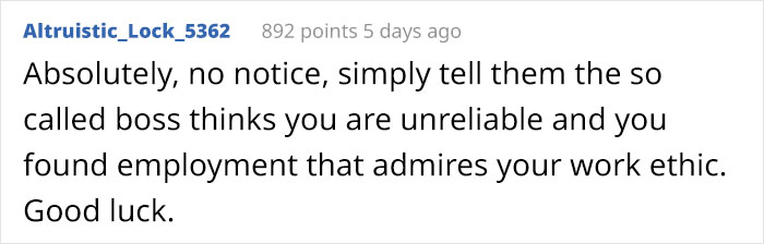 Employee Is Pushed Over The Line After Boss Berates Them For Being Late On Their Day Off Employee Is Pushed Over The Line After Boss Berates Them For Being Late On Their Day Off