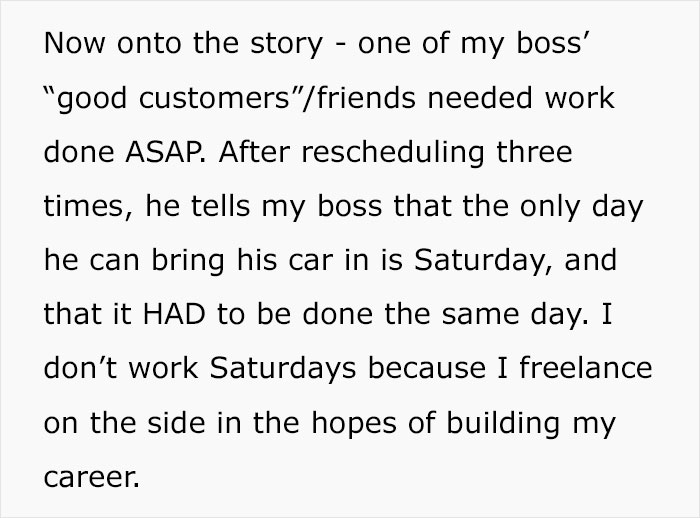 Employee Is Pushed Over The Line After Boss Berates Them For Being Late On Their Day Off Employee Is Pushed Over The Line After Boss Berates Them For Being Late On Their Day Off