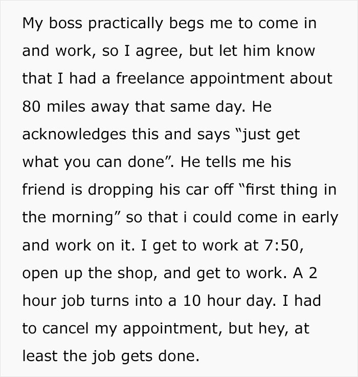 Employee Is Pushed Over The Line After Boss Berates Them For Being Late On Their Day Off Employee Is Pushed Over The Line After Boss Berates Them For Being Late On Their Day Off