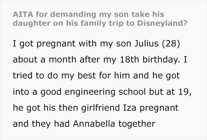 Woman Calls Out Her Son For Not Bringing His Daughter To Disneyland With The Rest Of His Family