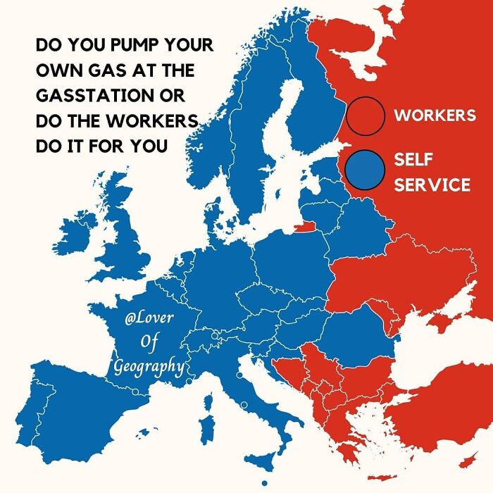 This Post Shows Where In Europe They Mostly Have Self Service Gas Station Or Gas Stations With Workers Who Pump Gas For You Some Countries Have Both. The Post Is Based On The Majority