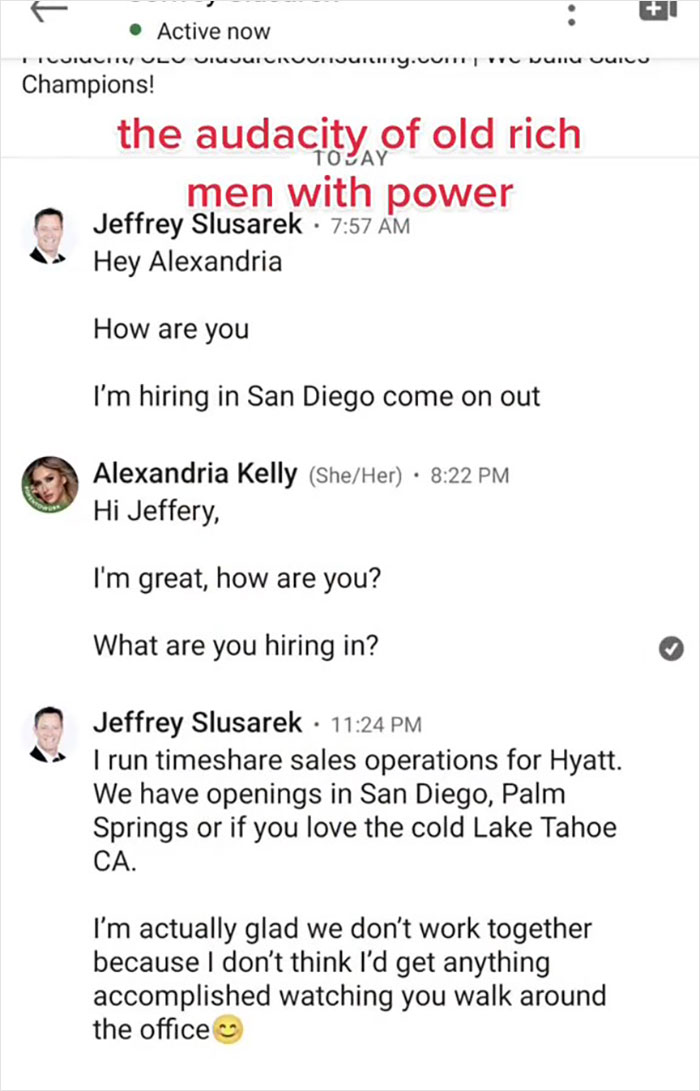 Inappropriate Message A Company Executive Sent To This Woman After Reaching Out To Her About A Job Offer Goes Viral With Over 300K Views Inappropriate Message A Company Executive Sent To This Woman After Reaching Out To Her About A Job Offer Goes Viral With Over 300K Views