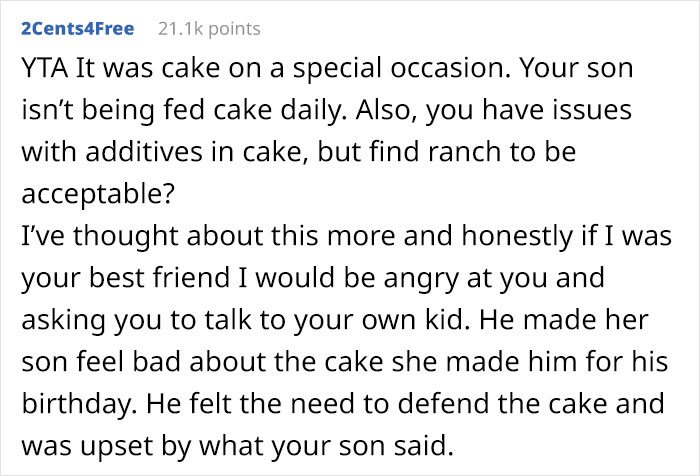 Mom Who Doesn’t Allow Her 8 Y.O. To Eat Cake Is Livid When She Finds Out His Friend Convinced Him To Eat It On His Birthday Mom Who Doesn’t Allow Her 8 Y.O. To Eat Cake Is Livid When She Finds Out His Friend Convinced Him To Eat It On His Birthday