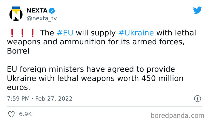 EU's Foreign Policy Chief Josep Borrell Said The EU Had Agreed To Provide Arms To The Ukrainian Army